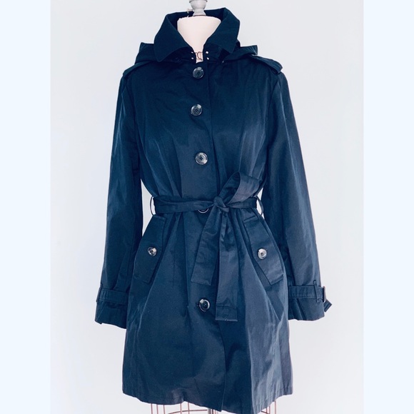 MICHAEL Michael Kors Jackets & Blazers - Michael Kors Navy Hooded Trench Coat Women L